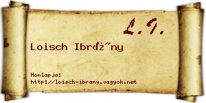 Loisch Ibrány névjegykártya